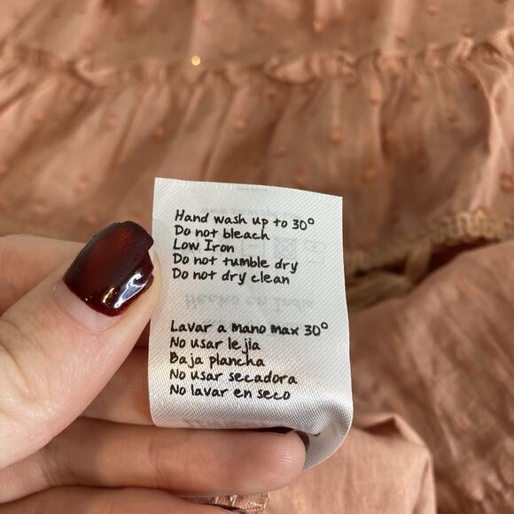 Z&L Women's Peach Tassel Boho Mini Dress Size XL Hippie Festival Indie Smocking - Picture 7 of 11